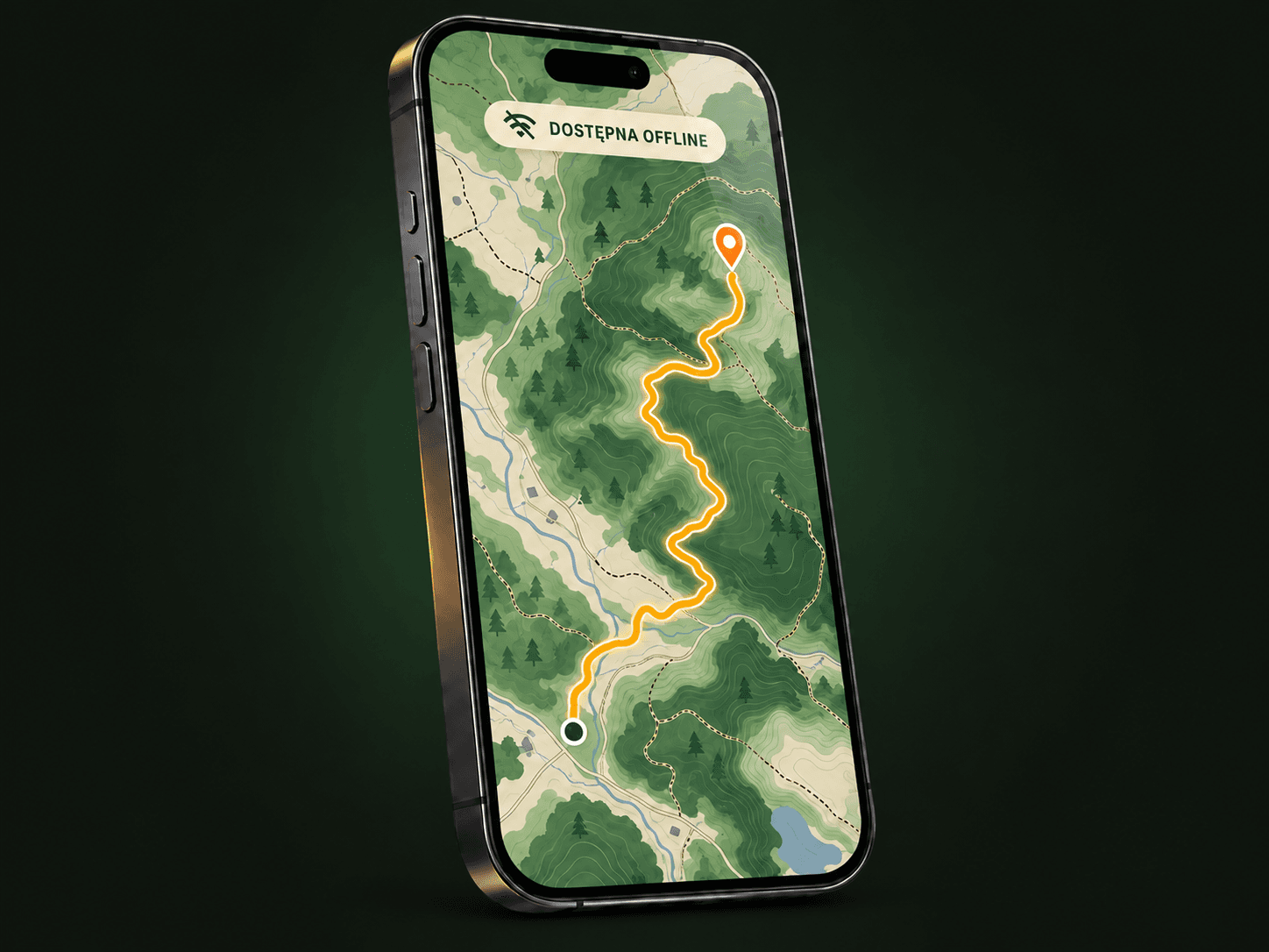 Telefon z mapą wyprawy i trackiem GPX zapisanymi do użycia bez Internetu.